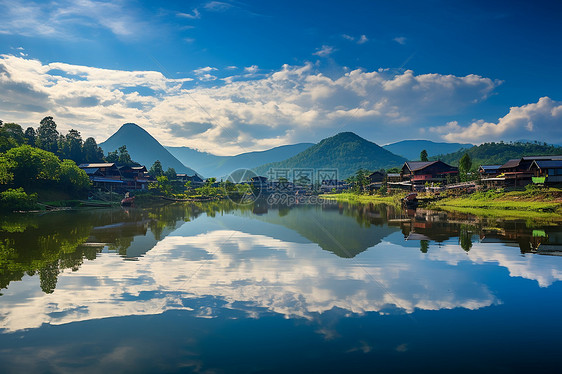 水天一色的自然风景图片