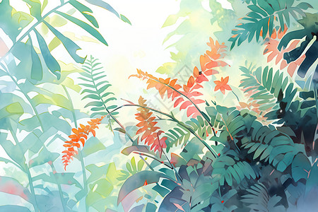 水彩植物背景背景图片