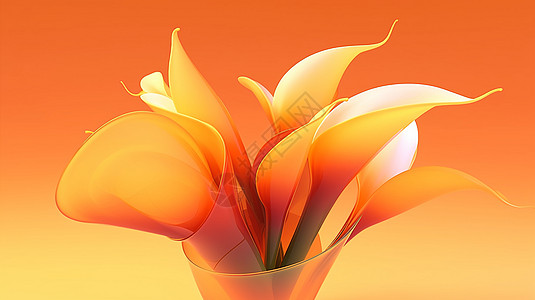 玻璃质感的花朵插画图片