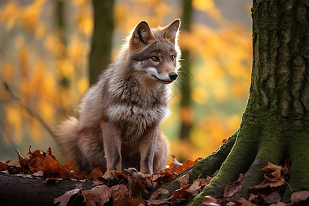 森林中一只狐狸图片