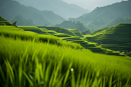 绿油油的稻田背景