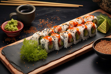 手卷寿司新鲜的寿司背景