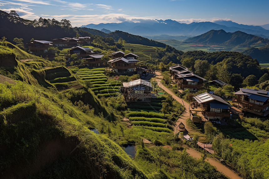 山区乡村景色图片