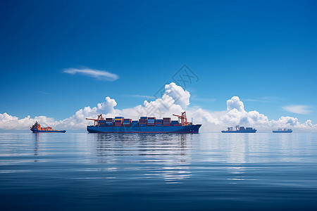 大海上的运输船只图片