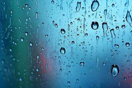 雨后沾满雨滴的玻璃图片