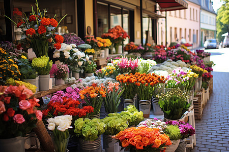 城市街角花店街角的花店背景