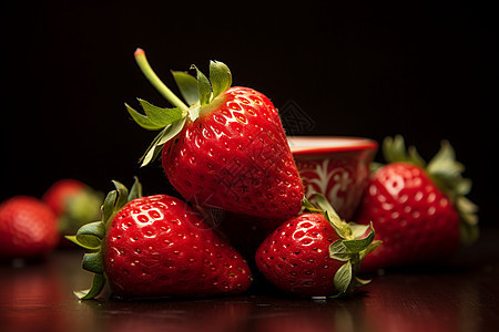 美味可口的红色草莓与图片