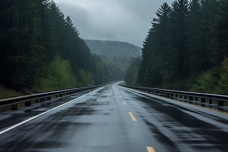 湿地深林马路背景图片