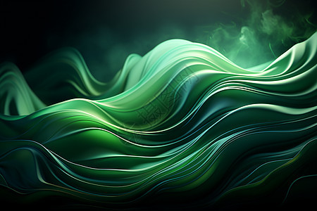 绿色抽象风格流动线条图片