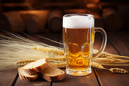 小麦旁的啤酒图片