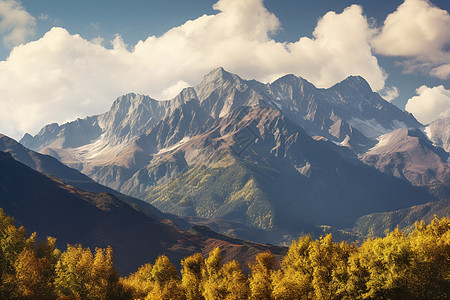 秋天高地阳光山巅的美丽景观图片