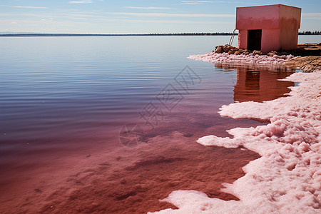 天然的红色盐湖图片
