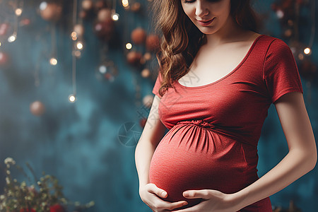 孕妇穿着红色裙子背景图片