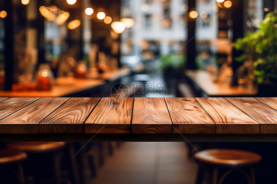 餐厅里的木质桌子图片