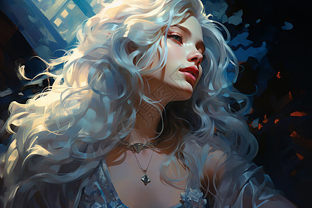 幻境中的女子银发冠冕下的绝美仙女图片