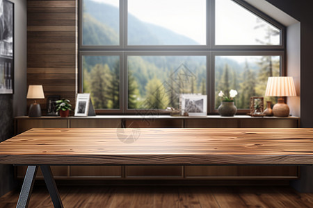木板桌子背景室内木制大桌背景