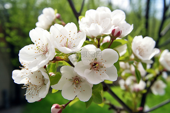 树枝上绽放的白花图片