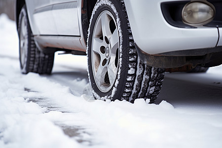 汽车道路雪地里行驶的汽车背景