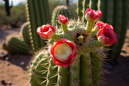 沙漠红花背景图片
