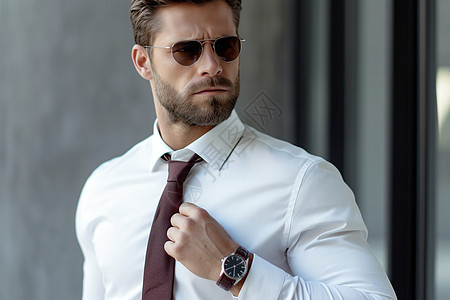 白衬衫领带男子图片