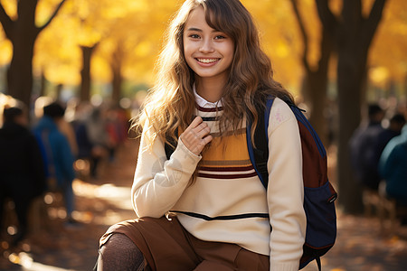 活力的女大学生图片