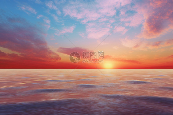 夕阳下的海景图片