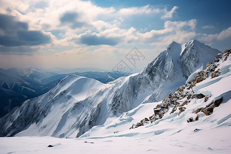 雪山山峰户外的冰山美景背景