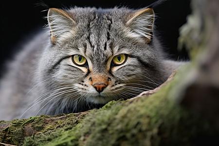 石头后的野猫图片