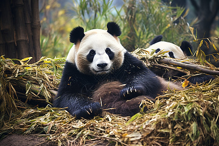 悠闲的熊猫图片