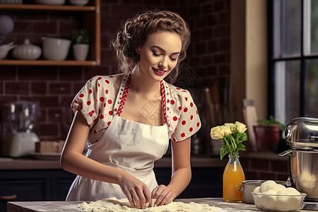 制作食物的女人图片