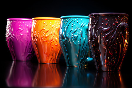色彩斑斓的玻璃杯图片