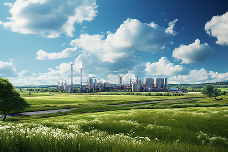 田野中的生物质发电厂图片