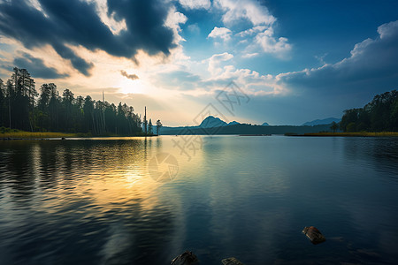 山间湖泊图片