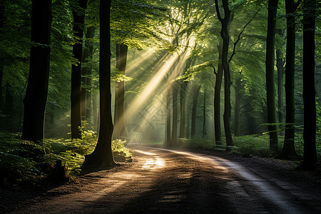 太阳光阳光透过树林背景