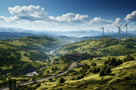 可持续能源的风力涡轮机图片