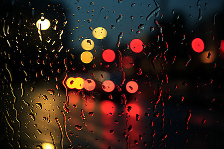 夜晚雨中的城市街景图片