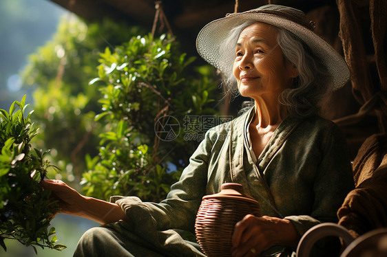 亚洲女性茶农图片