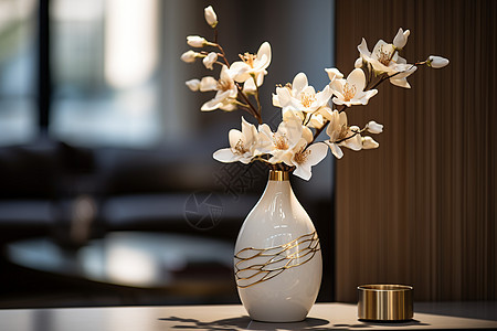 白色花瓶里的玉兰花背景图片