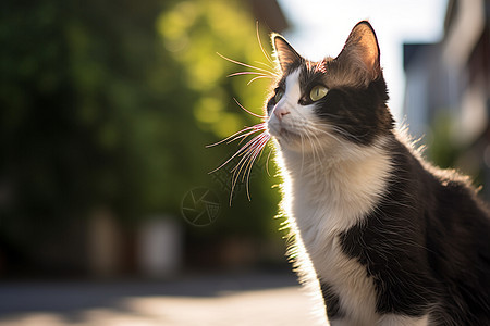 户外阳光下可爱的猫咪图片