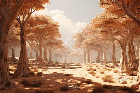 沙漠风暴中的树林背景图片