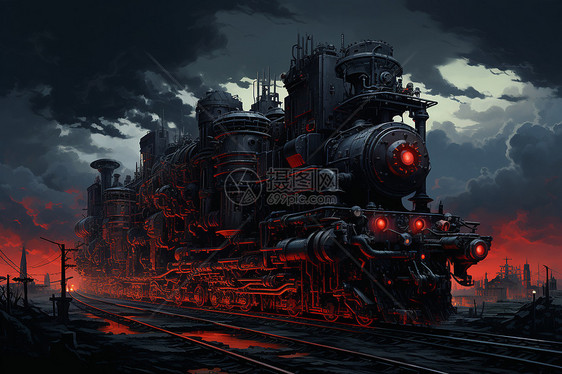老式的蒸汽工业列车图片