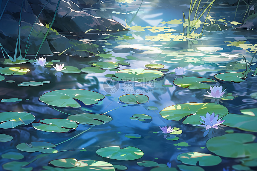 池塘的睡莲图片