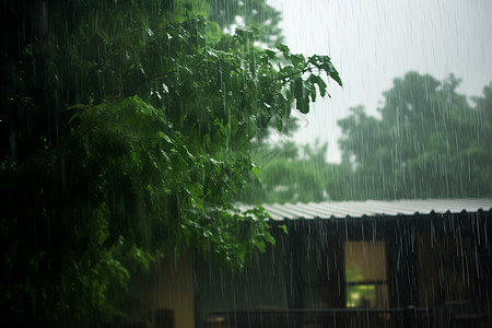 雨中的树屋图片