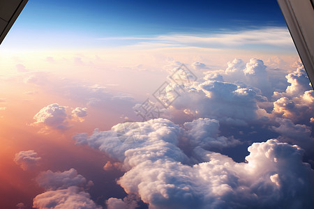 飞机窗外的云朵背景