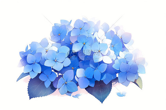 绽放的蓝色绣球花图片