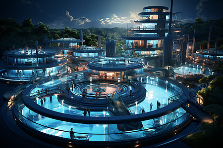赌场建筑未来之城夜景设计图片
