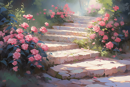 浪漫玫瑰园背景图片