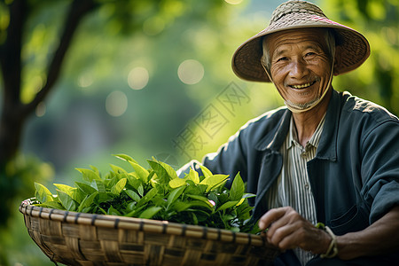 茶农的幸福笑容高清图片