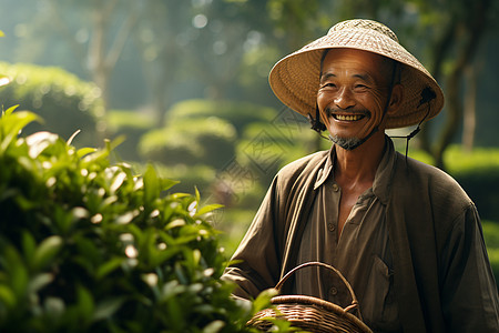 传统茶农快乐采茶图片