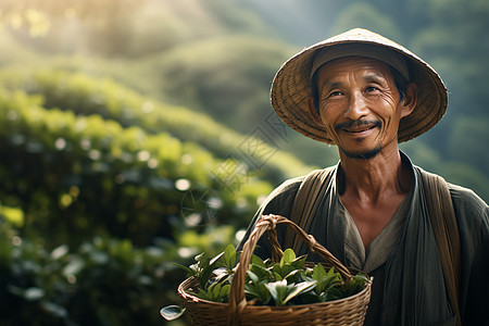 采茶者辛勤劳动图片